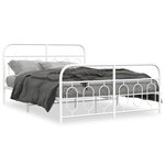 vidaXL Cadre de lit métal sans matelas et pied de lit blanc 140x190 cm
