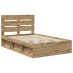 vidaXL Cadre de lit Chêne artisan 120 x 200 cm Bois de pin massif