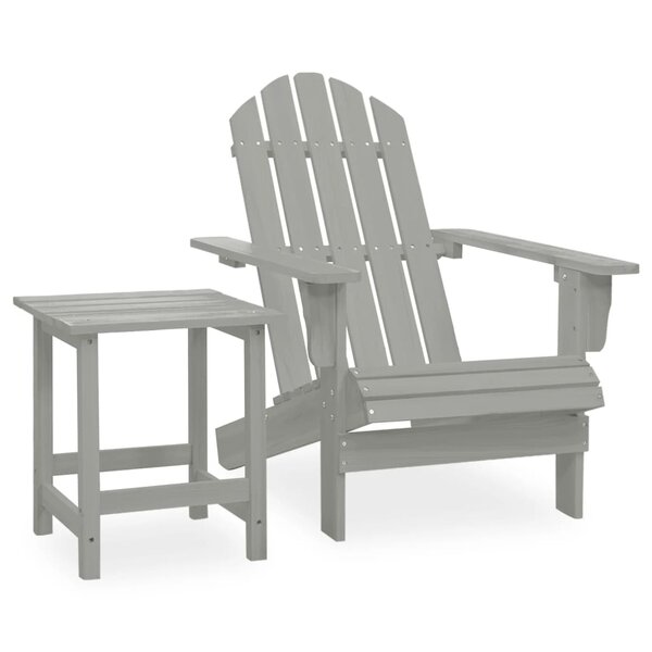 Chaise de jardin avec table bois de sapin gris 02_0013329