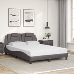 vidaXL Lit Viana avec matelas gris 140x190 cm similicuir