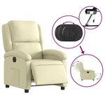 vidaXL Fauteuil inclinable électrique crème cuir véritable