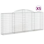 vidaXL Paniers à gabions arqués 5 Pièces 300x30x120/140 cm fer galvanisé