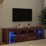 vidaXL Meuble TV avec lumières LED vieux bois bois d'ingénierie