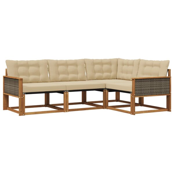 vidaXL Ensemble de canapés d'extérieur 4 pc Naturel et Beige