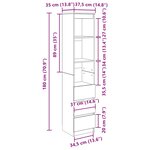 vidaXL Buffet haut 37 5x35x180 cm vieux bois bois d'ingénierie