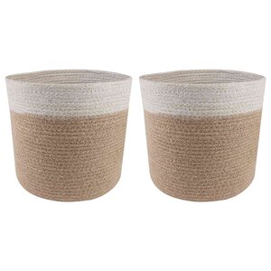 vidaXL Ensemble de Pots à Plantes 2 Pièces Naturel et Blanc Ø 21 x 21 cm