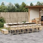 vidaXL Ensemble à manger de jardin et coussins 17 Pièces beige