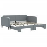 vidaXL Lit de jour avec lit gigogne gris clair 100x190 cm tissu