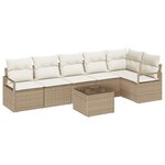 vidaXL Ensemble de canapé de jardin avec coussin 7 Pièces Beige  Crème