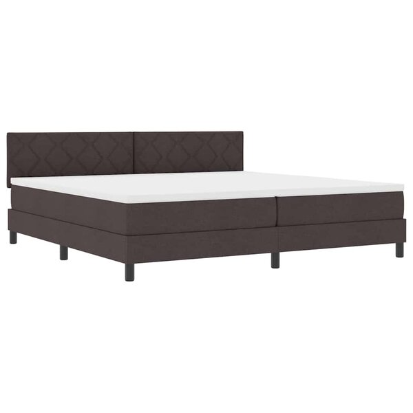 vidaXL Lit boxspring avec matelas Marron foncé 200 x 200 cm tissu