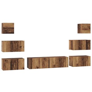 vidaXL Ensemble meuble TV 8 Pièces Bois Ancien Bois d'ingénierie