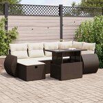 vidaXL Salon de jardin avec coussins 7 Pièces marron résine tressée