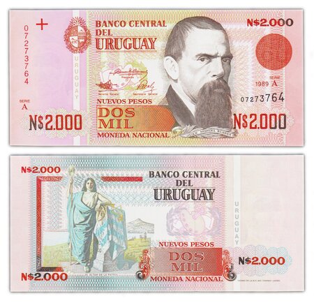 Billet de Collection 2000 Nuevos pesos 1989 Uruguay - Neuf - P68
