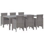 vidaXL Ensemble de salle à manger de jardin de 7 pièces avec coussins Gris clair Poly Rotin