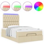 vidaXL Cadre de lit ottoman avec matelas crème 120x190 cm tissu