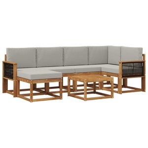 vidaXL Ensemble de canapés d'extérieur 7 Pièces Naturel et gris clair