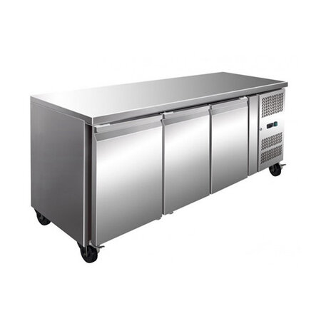 Desserte refrigeree inox centrale  -2/+8°c - r600a - acier inoxydable3pleine x700xmm