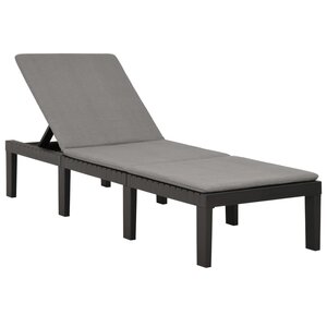 vidaXL Chaise longue avec coussin Plastique Anthracite