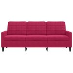 vidaXL Canapé à 3 places Rouge bordeaux 180 cm Velours