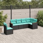 vidaXL Salon de jardin 6 Pièces avec coussins noir résine tressée