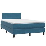 vidaXL Sommier à lattes de lit et matelas et LED bleu foncé 120x210cm velours