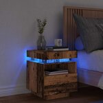 vidaXL Armoire de chevet avec lumières LED vieux bois 40x39x48 5 cm