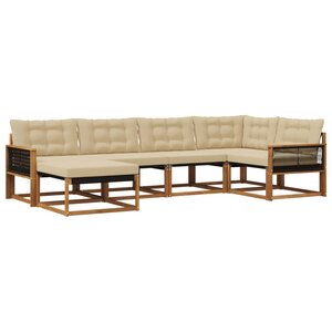 vidaXL Ensemble de canapés d'extérieur 6 pc Naturel et Beige