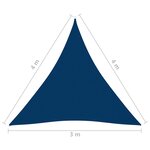 vidaXL Voile de parasol Tissu Oxford triangulaire 3x4x4 m Bleu