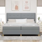 lit box avec matelas et lumière LED gris clair 200x200 cm en tissu