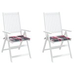 vidaXL Coussins de chaise de jardin 2 Pièces carreaux rouges 50x50x3 cm