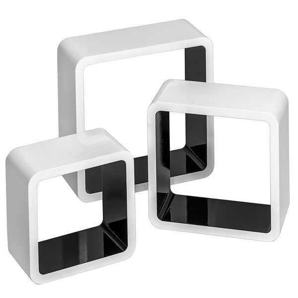 Tectake Lot de 3 étagères cube LENA - noir/blanc