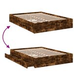 vidaXL Cadre de lit et tiroirs chêne fumé 120x190 cm bois d'ingénierie