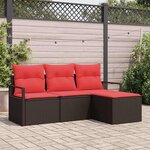 vidaXL Ensemble de canapé de jardin avec coussin 4 Pièces Marron et rouge