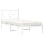 vidaXL Cadre de lit métal sans matelas avec tête de lit blanc 90x190cm