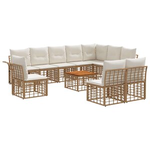 vidaXL Ensemble de canapés d'extérieur 11 pc Blanc Naturel et Crème