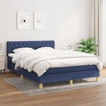 vidaXL Sommier à lattes de lit avec matelas Bleu 140x200 cm Tissu