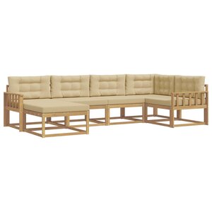 vidaXL Ensemble de canapés d'extérieur 5 Pièces Blanc et Beige Polyester