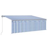 vidaXL Auvent automatique rétractable avec store 4x3 m Bleu et blanc