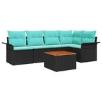 vidaXL Ensemble de canapé de jardin 6 Pièces Noir et turquoise