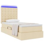 vidaXL Lit avec rangement et LED avec LED Crème 100 x 200 cm Polyester