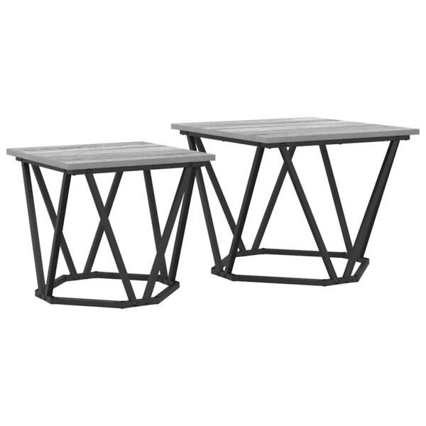 vidaXL Ensemble de tables d'appoint 2 pc Gris Sonoma 50 x 50 x 40 cm