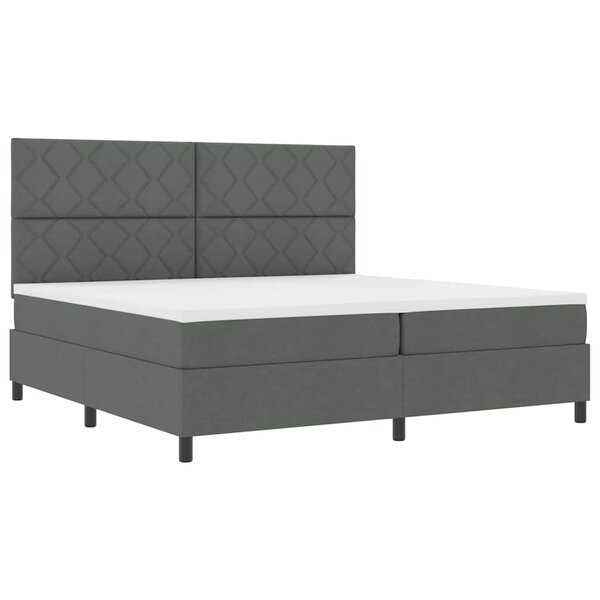 vidaXL Lit à ressorts avec matelas Gris foncé 200 x 200 cm tissu