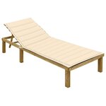 vidaXL Chaise longue avec coussin crème Bois de pin imprégné
