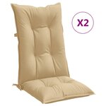 vidaXL Coussins de chaise à dossier haut lot de 2 beige mélangé tissu