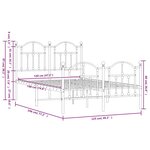 vidaXL Cadre de lit métal sans matelas et pied de lit blanc 120x190 cm