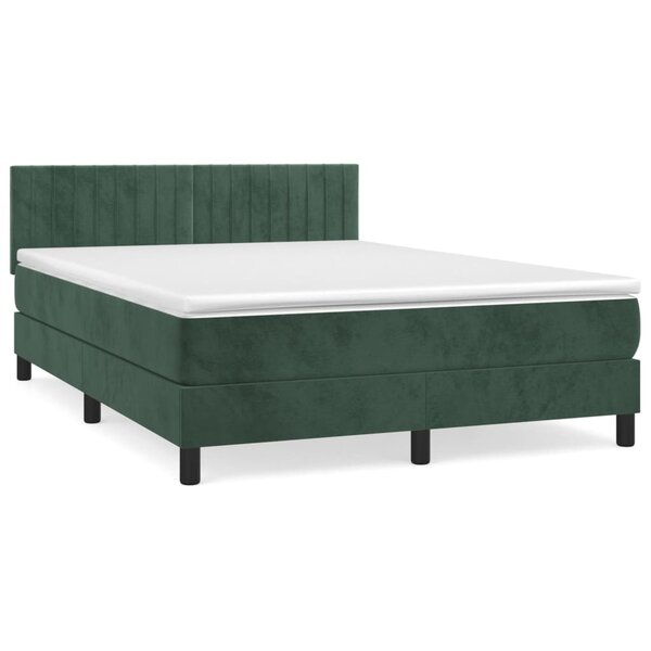 vidaXL Sommier à lattes de lit et matelas Vert foncé 140x190cm Velours