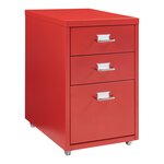 Caisson de bureau armoire meuble de rangement à roulettes acier 48 x 28 x 41 cm rouge 03_0009122