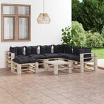 Vidaxl salon de jardin palette 8 pièces avec coussins bois de pin