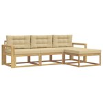 vidaXL Ensemble de canapés d'extérieur 4 pc Blanc et Beige Polyester