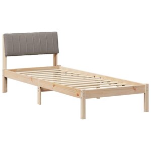 vidaXL Cadre de lit Marron et taupe 75 x 190 cm Bois massif en pin